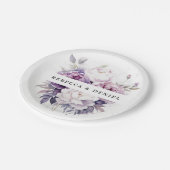 Elegante Lila Rose Wasserfarben Hochzeit der Blume Pappteller (Schrägansicht)