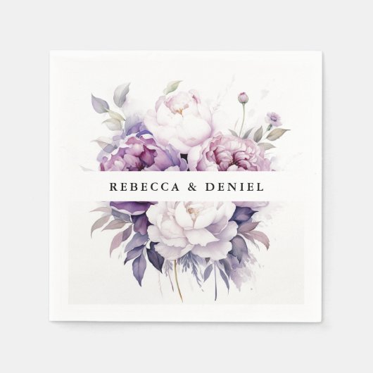 Elegante Lila Rose Wasserfarben Hochzeit der Blume Serviette (Vorderseite)