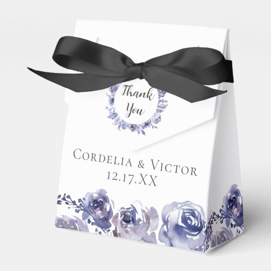 Elegante Lila Rose Wasserfarbene Winterhochzeit Geschenkschachtel (Vorderseite)