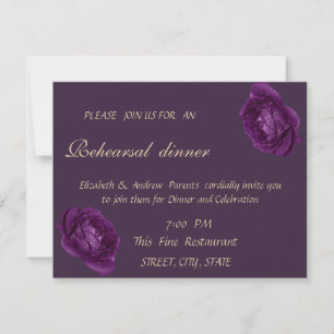 Elegante lila Rosen  Hochzeitsprobe-Dinner Einladung