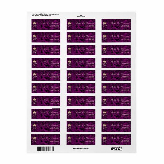 Elegante Lila Rücksendeadresse (Vorne)