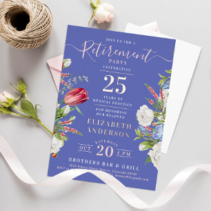 Elegante lila-Ruhestands-Blumen-Folie-Einladung Folieneinladung
