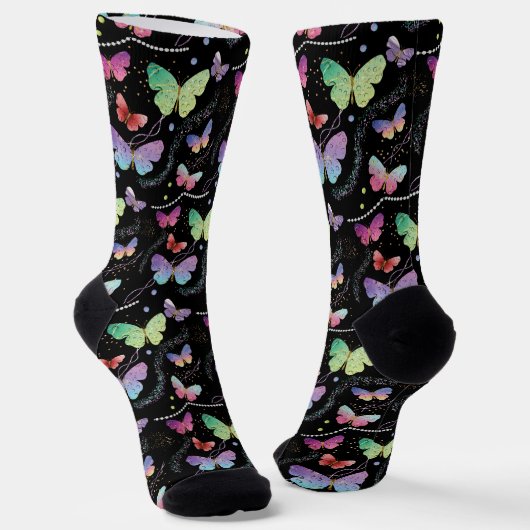 Elegante Lila Schmetterlinge Socken (Gewinkelt)
