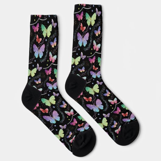 Elegante Lila Schmetterlinge Socken (Rechts)