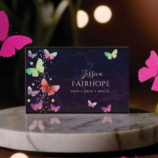 Elegante Lila Schmetterlinge Visitenkarte