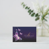 Elegante Lila Schmetterlinge Visitenkarte (Stehend Vorderseite)