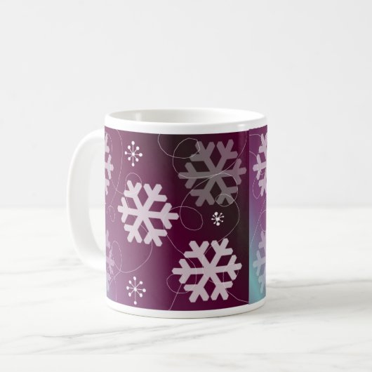 Elegante Lila Schneeflocken Kaffeetasse (Vorderseite Links)