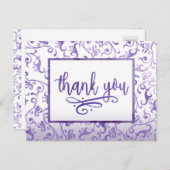 Elegante Lila Schnörkel Vielen Dank Postkarte (Vorne/Hinten)