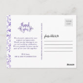 Elegante Lila Schnörkel Vielen Dank Postkarte (Rückseite)