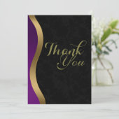 Elegante Lila Schwarze Beerdigung Dankeskarte (Stehend Vorderseite)