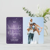 Elegante Lila Script Halloween Fotokarte Karte (Stehend Vorderseite)