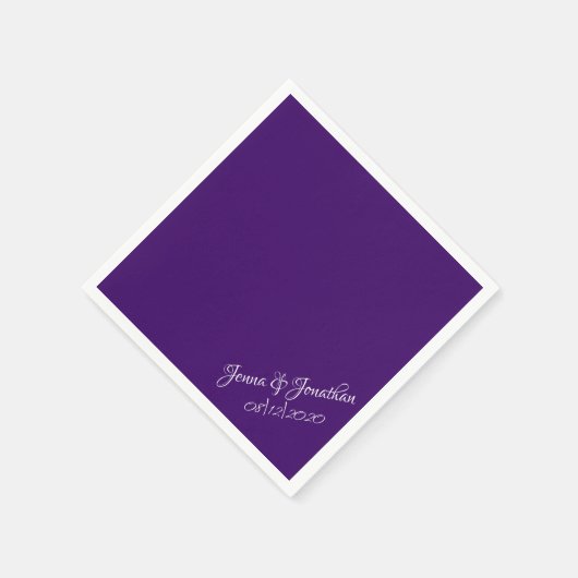 Elegante Lila Script-Hochzeit Serviette (Ecke)