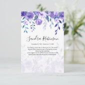 Elegante Lila Shades Memorial Dankeschön Card Dankeskarte (Stehend Vorderseite)