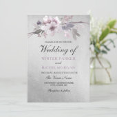 Elegante Lila Silberhochzeit Einladung (Stehend Vorderseite)