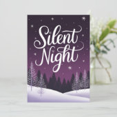Elegante Lila Silent Night Weihnachtskarte Feiertagskarte (Stehend Vorderseite)