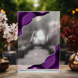 Elegante Lila Silver Agate-Gastgeschenke Hochzeite Acrylschild
