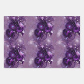 Elegante Lila Silver Feather Weihnachten beattet Geschenkpapier Set (Vorderseite 2)