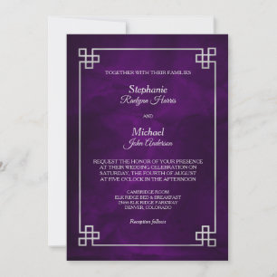 Elegante Lila Silver-Frame-Hochzeit Einladung