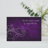 Elegante Lila Silver Wedding RSVP Card Karte (Stehend Vorderseite)