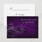 Elegante Lila Silver Wedding RSVP Card Karte (Vorne/Hinten)