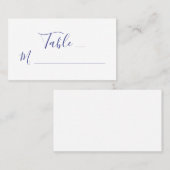 Elegante Lila Skriptkalligraphie auf White Wedding Platzkarte (Vorne/Hinten)