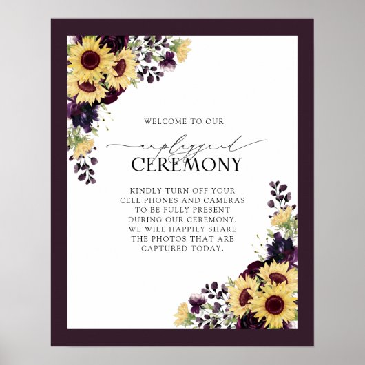 Elegante Lila Sonnenblume Wasserfarbe Unplugged Poster (Vorne)