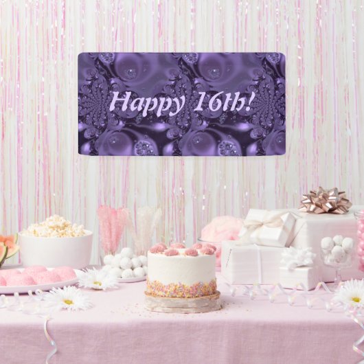 Elegante Lila Sparkle Happy Celebration Banner (Party)