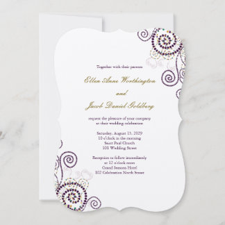 Elegante Lila Spirals mit Boho Hochzeit Einladung