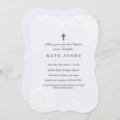 Elegante Lila Spitzen-Taufe Einladung (Vorne/Hinten)