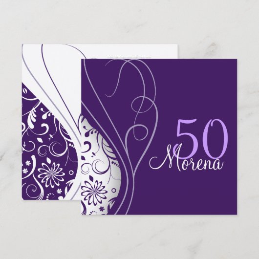 Elegante lila Square Einladung (Vorne/Hinten)