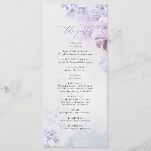 Elegante, lila, staubblaue Blume Programm (Rückseite)