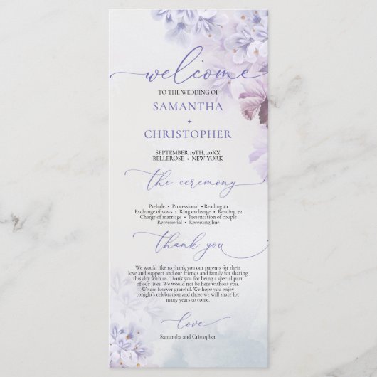 Elegante, lila, staubblaue Blume Programm (Vorderseite)