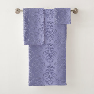 Elegante lila Steigungs-Blumendamast-Druck Badhandtuch Set