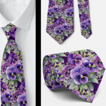 Elegante Lila Stiefmütterchen Pansy Floral Neck Ti