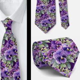 Elegante Lila Stiefmütterchen Pansy Floral Neck Ti Krawatte