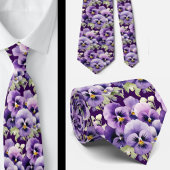 Elegante Lila Stiefmütterchen Pansy Floral Neck Ti Krawatte