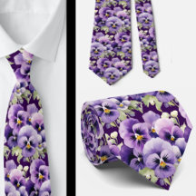 Elegante Lila Stiefmütterchen Pansy Floral Neck Ti