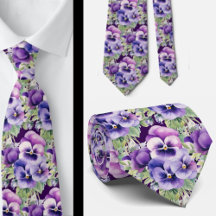 Elegante Lila Stiefmütterchen Pansy Floral Neck Ti