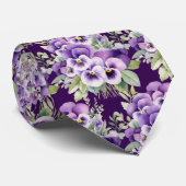 Elegante Lila Stiefmütterchen Pansy Floral Neck Ti Krawatte (Gerollt)
