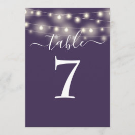 Elegante Lila String Lights-Tischnummer Einladung