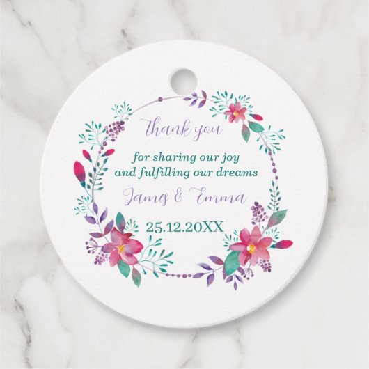 Elegante Lila Tree-Blätter Custom Wedding Geschenkanhänger (Vorderseite)