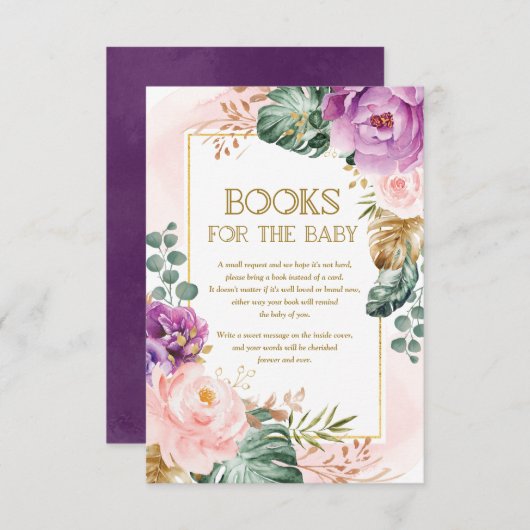 Elegante Lila tropische Flora Buchanfrage Begleitkarte (Vorne/Hinten)