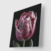 Elegante Lila Tulip Wall Clock - Blumendesign Quadratische Wanduhr (Winkel)