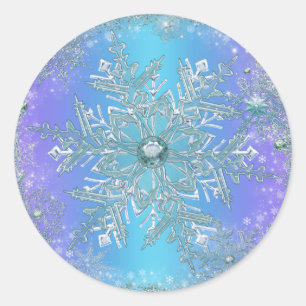 Elegante lila Türkis Blau Schneeflocken Aufkleber