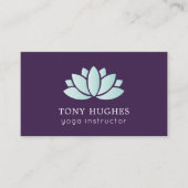 Elegante Lila Türkis Lotus Icon Yoga Visitenkarte (Vorderseite)