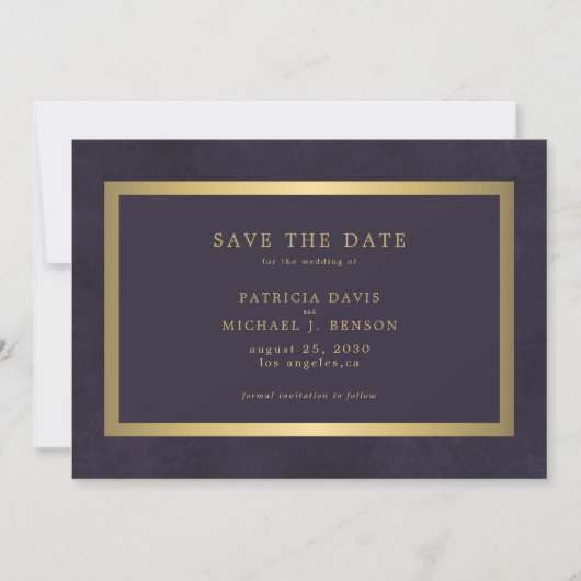 Elegante lila Typografie Save The Date (Vorderseite)