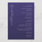 Elegante lila typografische Hochzeitszeremonie Programm (Rückseite)