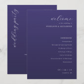 Elegante lila typografische Hochzeitszeremonie Programm (Vorne/Hinten)