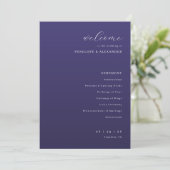 Elegante lila typografische Hochzeitszeremonie Programm (Stehend Vorderseite)