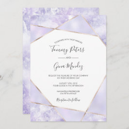 Elegante Lila u. GoldGeometic Hochzeits-Einladung Einladung